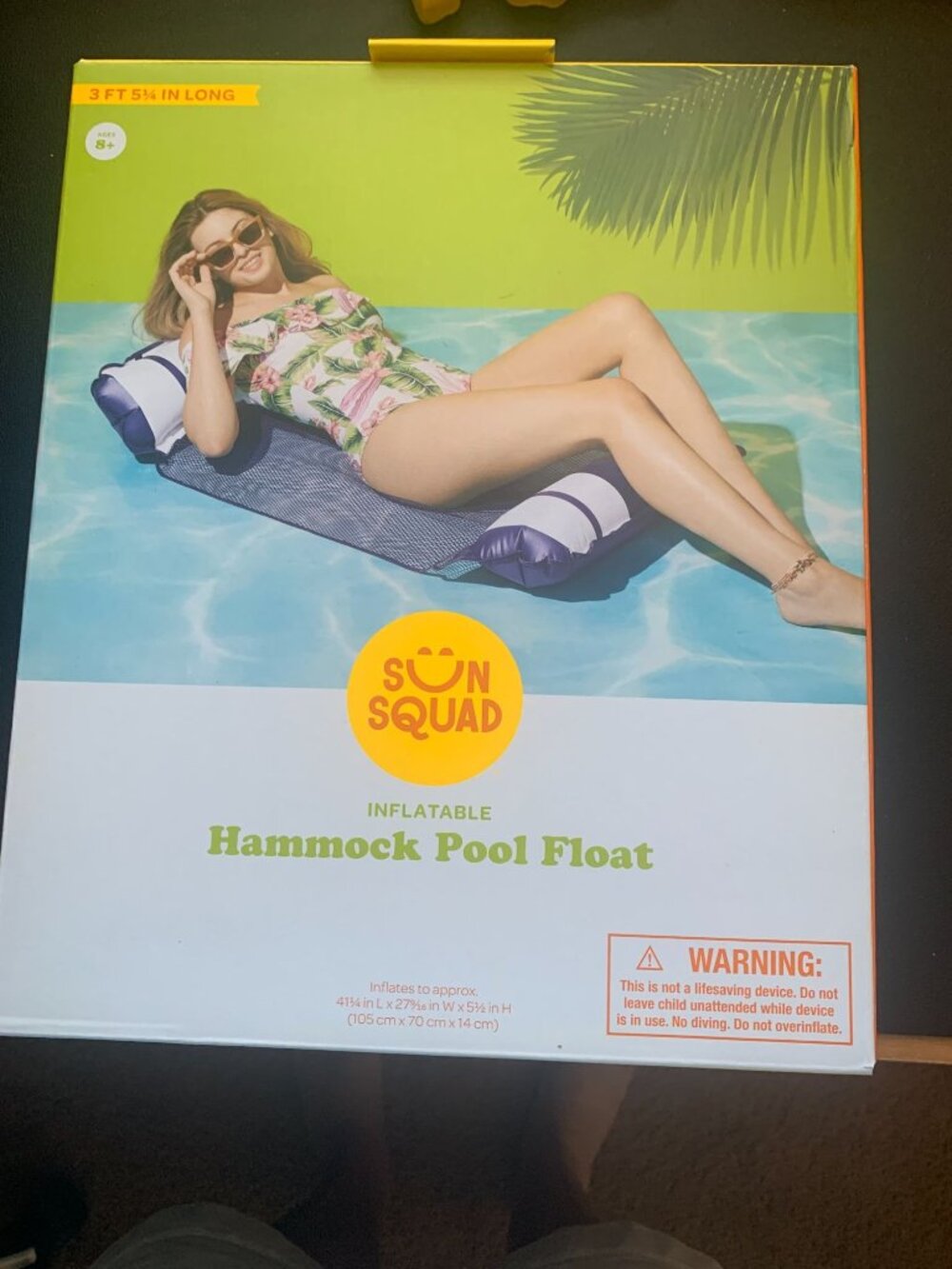 Sun Squad Inflatable Hammock Pool Float Nylon-Coated PVC 41.5" Long Includes Rep